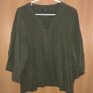Army green flowy top